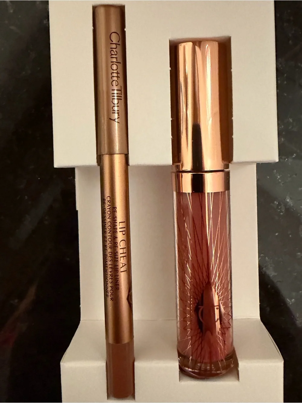 Charlotte Tilbury Glossy Nude Pink Lip Duo Set (Iconic Nude/Pillow Talk) - New